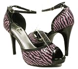 Purple Tiger Zebra Peep-Toe Sandals Black Patent Shoes