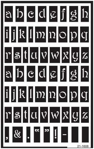 OVER 'N' OVER REUSABLE GLASS ETCHING STENCILS 5X8 1/PKG-LOWERCASE