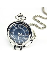 Creddeal Fashion Stainless Steel Case Roman Numbers Modern quartz Pocket Watch Blue PW053