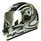 スモークシールド＆Ｄ<strong>リング</strong>付【RIDEZ ZERO】ライズ ゼロ フルフェイスヘルメット ブラック/シルバー Mサイズ
