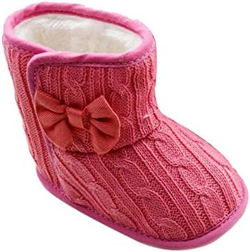 Wenseny - Toddler Girls Fleece Woollen Fur Knitted Bowknot Snow Boot