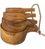 Sustainable Teak Wood Measuring Cups, Set of 4, Handcarved