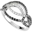 14K White Gold Black and White Diamond Ring - 0.75 Ct.
