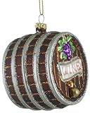Sparkling Wine Barrel with Grapes Glass Christmas Ornament