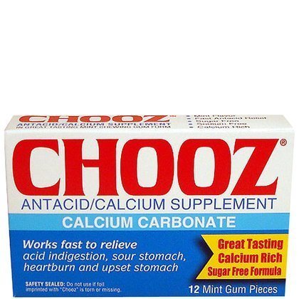 Chooz Antacid Gum Mint 12 count package