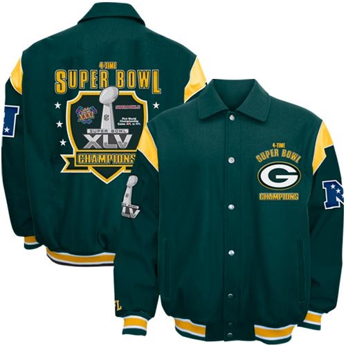 G-III Green Bay Packers Super Bowl XLV Champions Big & Tall Wool and Leather Jacket