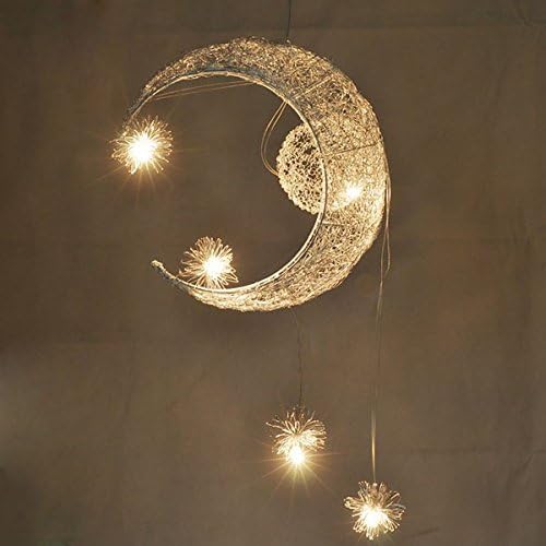 Aluminium Wire Moon Star Featured Pendant Light with 5 Lights