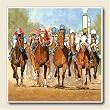 AbsorbaStone Coaster set~ The Horse Race~ 4 Tile Drink Coasters ~ code 451C