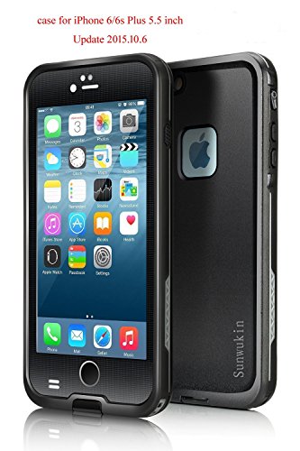 Sunwukin Best iPhone 6/6s Plus Case 5.5 Inch, iPhone 6/6s Plus Waterproof Case [Newest] Underwater Shockproof Snowproof Dirtpoof Protection Cover for 5.5 inches [Black]