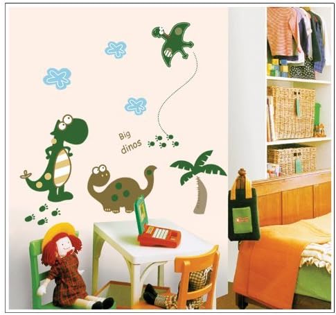 Good Life Big Dinosaurs Foot Prints Coconut Tree Nursery Wall Decal Removable DIY Wall Sticker