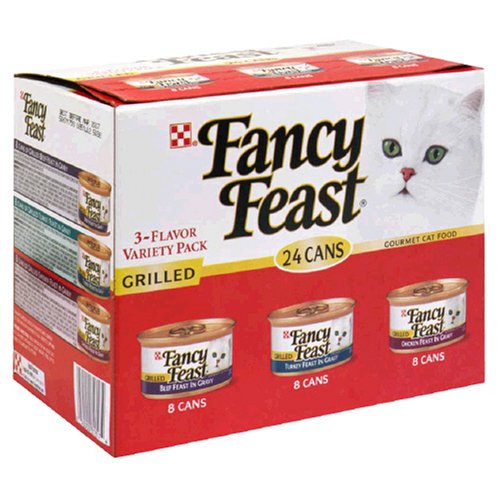 Fancy Feast Gourmet Cat Food Grilled 3-Favor Variety, 24-Count Cans (Pack of 2)