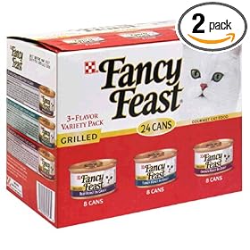 Buy Fancy Feast Gourmet Cat Food Grilled 3-Favor Variety, 24-Count Cans (Pack of 2) by Fancy Feast