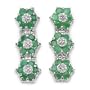 1.85 Carat Genuine Emerald & Diamond Silver Earrings