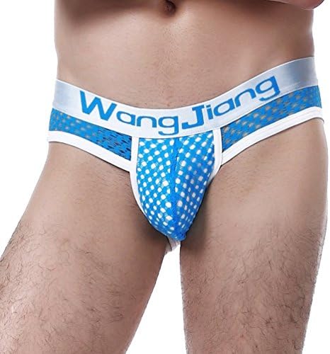 ZIHAN Men's Breathable Solid Mesh Briefs Medium Sky Blue