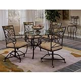 IMAGE OF Hillsdale Pompei 5 Piece Round Dining Table Set with Castered Chairs