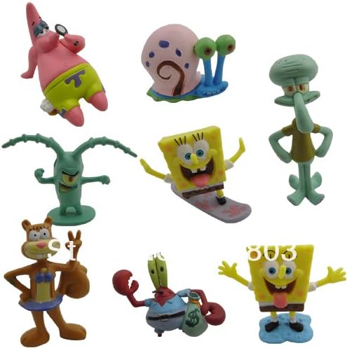 NEW 8 pcs SpongeBob SquarePants pvc action figures classic toys kids set gift for children