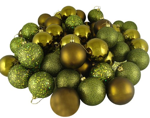 20ct Olive Green Shatterproof 4-Finish Christmas Ball Ornaments 2.75 (70mm)