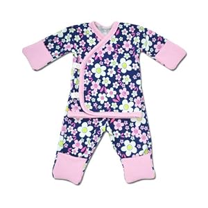Preemie Girls Happy Daisy 100% Cotton Knit, Side Snap Set