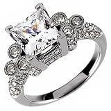 14K White Gold Vintage Style Diamond Engagement Ring (Center stone is not included)