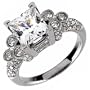 14K White Gold Vintage Style Diamond Engagement Ring (Center stone is not included)