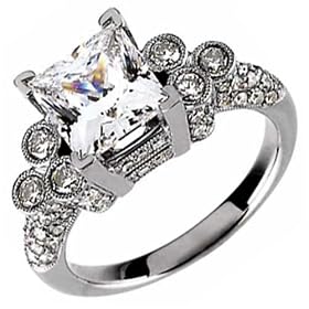 1.00 Ct.T.W. Round Brilliant Cut Diamonds, 14K White Gold. Vintage Style Diamond... by