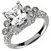 14K White Gold Vintage Style Diamond Engagement Ring (Center stone is not included)