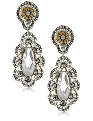 Miguel Ases Pyrite Bead 14k Gold Filled Embroidered Drop Earrings