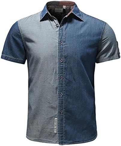 HYBamnbo Mens Casual Cowboy Western Washable Denim Shirts Vintage T-shirts