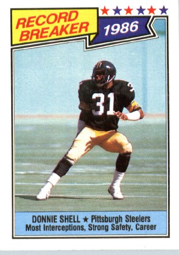 1987 Topps # 7 Donnie Shell Pittsburgh Steelers Football Card- Near Mint to Mint Condition - In Protective Screwdown Display Case!