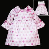 Rare Editions Baby/Infant Girls 3M-9M 2-Piece IVORY PINK SHANTUNG DOT Special Occasion Wedding Flower Girl Easter Birthday Party Dress & Coat Set