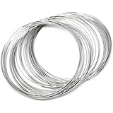200 Silver Tone Loops of 60mm-65mm Bracelet Memory Beading Wire AVBeads