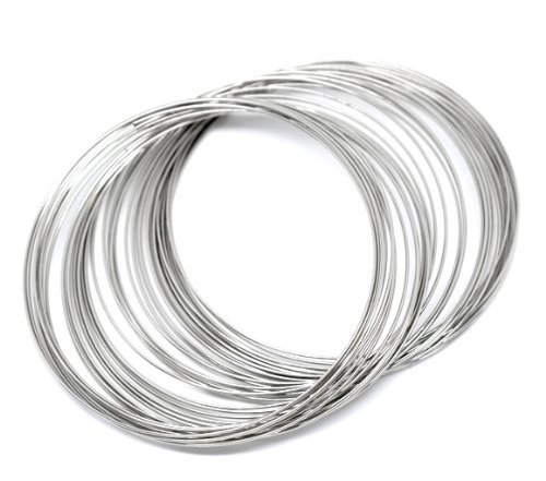 200 Silver Tone Loops of 60mm-65mm Bracelet Memory Beading Wire AVBeads