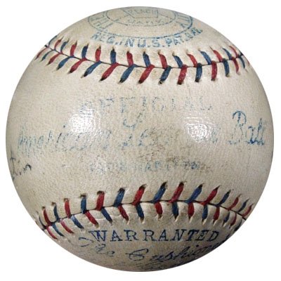 Circa 1927-28 HOF & Stars (6 Signatures) Autographed/Hand Signed AL Baseball Lou Gehrig, Simmons, Co