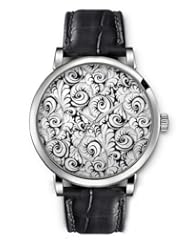 SPRAWL Aanalog Fashion Series Silver Ladies Watches of Genuine Black Leather Strap,Unique Wrist Watch for Women Girls Designed with Palace Flowers pattern on white