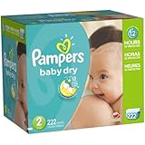Pampers Baby Dry Diapers Economy Pack Plus, Size 2, 222 Count