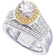 14K Two-Tone Gold Natural Yellow and White Diamond Wedding Set - 1.20 Ct.