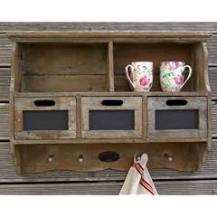 Landhaus Holzregal Regal aufbereitetes Alt Holz Garderobe mit Kreidetafel Schubladen
