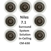 Niles 7.1 Ceiling Mount Surround Sound System - (Set of Seven) CM630 2-Way 6-inch Speakers with Pivoting Directable Tweeters. Fully Paintable Grille and Flange to Match Any Decor.