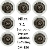 Niles 7.1 Ceiling Mount Surround Sound System - (Set of Seven) CM630 2-Way 6-inch Speakers with Pivoting Directable Tweeters. Fully Paintable Grille and Flange to Match Any Decor.