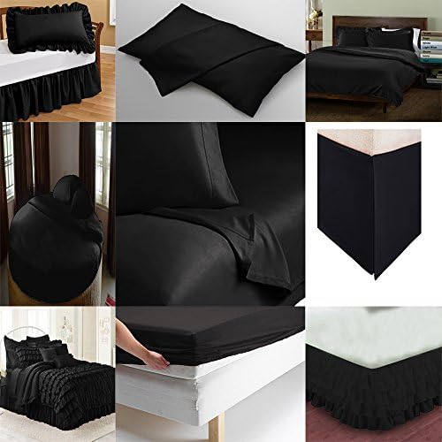 400 Thread Count 100% Egyptian Pima Cotton By Sleepwell linen 1 Flat sheet 4 Pillow case &amp; 1 Fitted Sheet -6" deep Pocket RV Bunk 32"X79" size Black Solid