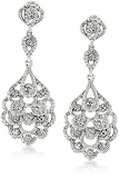 Nina Bridal Eiffel Antique Silver Crystal Statement Drop Earrings