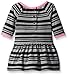 Marmellata Girls' Black and Pink Striped Knit Dress