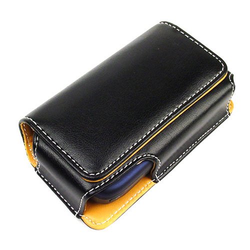 Universal Horizontal Large Eva Pouch Leather Case with Clip - Black for Audiovox 6600, 6700, Palm Treo 600, 650, 700w, 700p, 700wx, 680, 750, 755p,htc 8125, 8525, 8925, Mda, Wing, 6800, Samsung I730, I830, I760, Blackberry 8800, 8820, 8830, 8300, 8310, 8320, Motorola Q9h, Q9m, Q9c