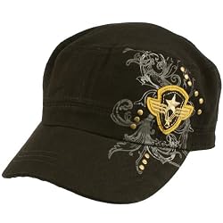 Cotton Military GI Cadet Studded Patch Cap Hat Black