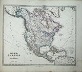 1876 STIELERS MAP NORTH AMERICA MEXICO FLORIDA CUBA