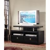 Black Wooden Tv Console with Chrome Metal Hardware