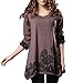 DJT Lady Scoop Neck Long Sleeve Stretchy Irregular Hem Casual Top Blouse