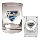 San Diego Padres Rocks Glass and Square Shot Glass Set  (Primary Logo)
