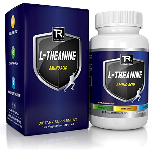 NATURAL L-Theanine 200mg (Double-Strength) - 120 Vegetarian Capsules -100% Non GMO - Best Rated L Theanine For Stress Relief - Focus - And Relaxation