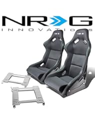Automotive Parts and Accessories: NRG FRP-300E Pair of Fiber Glass Bucket Racing Seat (Black)+Mounting Bracket for Honda Civic 5th Gen EG - Auto Dynasty